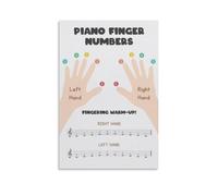 KCDFDVJFBM Music Teacher's Piano Finger Chart, Hand Positions Guide Educational Canvas Wall-Art for Studio, Classroom, Bedroom, Dorm Room(Framed,16x24inch(40x60cm))