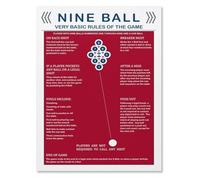 KCDFDVJFBM Nine Ball Rules Billiards Game Reference Poster Canvas Print Wall-Art for Home Game Room(Framed,08x12inch(20x30cm))
