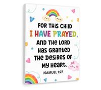 KCDFDVJFBM Nursery Wall Art with Bible Verse - For This Child I Have Prayed Religious Print, Christian Scripture Decor for Kids Room Playroom Bedroom(Unframed,16x24inch(40x60cm))
