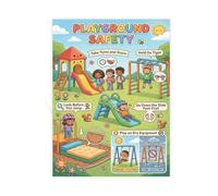 KCDFDVJFBM Outdoor Play Poster Playground Rules for School Yard or Community Park Decor(Framed,12x18inch(30x45cm))