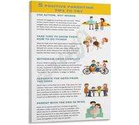 KCDFDVJFBM Parenting Gift 5 Parenting Tips Poster Child Development Chart Canvas Wall-Art for Nursery Counseling Office(Unframed,12x18inch(30x45cm))