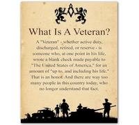 KCDFDVJFBM Patriotic Soldier Silhouette Wall Art - What is a Veteran Quote Print, Military Tribute Poster for Veterans Day, Memorial Day Gift for Home & Office (Unframed,12x18inch(30x45cm))