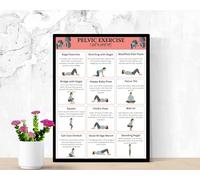 KCDFDVJFBM Pelvic Floor and Bladder Control Exercise Diagram Poster for Women Muscle Workout Guide Health Fitness and Reference(Framed,12x18inch(30x45cm))