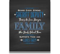 KCDFDVJFBM Police Family Wall Art - Behind Every Strong Sheriff Support & Dedication Print, Home Decor for Law Enforcement Wives, Husbands & Children(Framed,08x12inch(20x30cm))