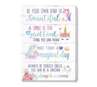 KCDFDVJFBM Positive Affirmations Canvas Art for Girls - Inspirational Quote Wall Decor with Be Your Own Kind of Beautiful Theme for Teen Bedroom and Nursery(Unframed,16x24inch(40x60cm))