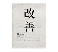 KCDFDVJFBM Productivity Mindset Poster The Kaizen Way Canvas Wall-Art for Office Gym Motivation(Framed,16x24inch(40x60cm))