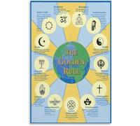 KCDFDVJFBM Religious Symbols Poster - Featuring the Golden Rule, Modern Canvas Wall-Art for Living Room and Library(Framed,16x24inch(40x60cm))
