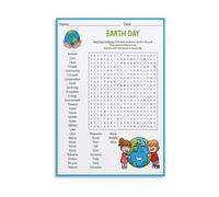 KCDFDVJFBM Science Classroom Decor Environmental Awareness Word Search Poster Earth Day Vocabulary Game Educational Wall-Art for Homeschool(Unframed,08x12inch(20x30cm))