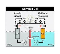 KCDFDVJFBM Science Reference Poster Galvanic Cell Operation and Voltage Electrochemistry Chart for University Study Room Laboratory(Unframed,08x12inch(20x30cm))