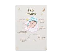 KCDFDVJFBM SLEEP HYGIENE POSTER Healthy Sleep Habits Guide Laminated Wall-Art For Bedroom Office Decor Calming Aesthetic Restful Night Wellness(Framed,08x12inch(20x30cm))