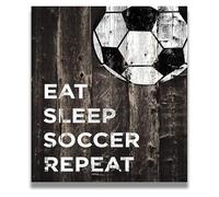 KCDFDVJFBM Soccer Fan Decor: Eat Sleep Soccer Repeat Poster for Teens Room(Framed,08x12inch(20x30cm))