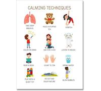 KCDFDVJFBM Social Emotional Feelings Chart Calming Strategies Calm Down Corner Preschool Classroom Decor Poster(Unframed,12x18inch(30x45cm))