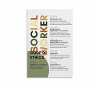 KCDFDVJFBM Social Work Values and Ethics Poster Educational Wall-Art Print for Counseling Office University Classroom Social Worker Gift(Unframed,08x12inch(20x30cm))