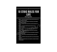 KCDFDVJFBM Stoic Virtues Poster, 10 Life Lessons from Marcus Aurelius, Canvas Art Print for Entrepreneurs, Lawyers, Bedroom Nook(Unframed,12x18inch(30x45cm))