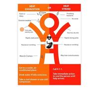 KCDFDVJFBM Summer Poster Heat Exhaustion Heat Stroke Prevention Tips Wall-Art Print for Workplace Home(Framed,12x18inch(30x45cm))