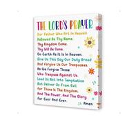 KCDFDVJFBM Teach Us to Pray Canvas Print - Inspirational Christian Wall Art for Children Featuring Simple Prayers and Scripture(Unframed,08x12inch(20x30cm))