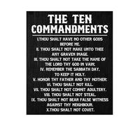 KCDFDVJFBM Ten Commandments Rustic Wall-Art, King James Bible Verses Print on Canvas, Christian Home Office Decor for Living Room and Classroom(Framed,12x18inch(30x45cm))