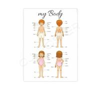 KCDFDVJFBM Toddler Learning Poster Montessori Human Body Chart Canvas Wall-Art for Room and Early Childhood Classroom(Unframed,16x24inch(40x60cm))