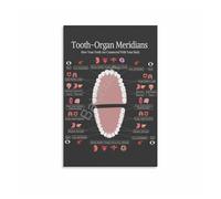KCDFDVJFBM Tooth Meridian Chart for Whole Body Health, Holistic Dentistry Poster Canvas Art for Chiropractor, Naturopath, Study(Framed,12x18inch(30x45cm))