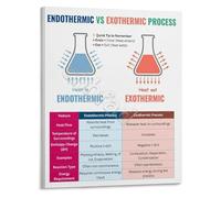 KCDFDVJFBM Transfer in Reactions Poster Endothermic vs Exothermic Chemistry Educational Wall-Art for School Home(Framed,12x18inch(30x45cm))