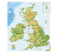 KCDFDVJFBM United Kingdom Map Wall-Art Poster British Isles Ireland Scotland Topographical Print(Unframed,12x18inch(30x45cm))