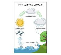 KCDFDVJFBM Water Cycle Process Poster Step by Step Illustration Clouds Rain Rivers Oceans Groundwater Canvas Wall-Art for Elementary Science Room(Framed,08x12inch(20x30cm))