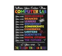 KCDFDVJFBM Welcome To The Computer Chart STEM Classroom Rules Digital Citizenship Keyboard Shortcuts Reference For Technology Teacher(Framed,16x24inch(40x60cm))