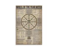 KCDFDVJFBM Witch Zodiac Wheel of the Year Poster - 8 Sabbat Festivals Wall Art, Pagan Wiccan Decor for Home, Altar, Living Room or Spiritual Gift(Unframed,16x24inch(40x60cm))