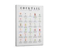 KCFDKKDK Stampa con guida ai cocktail, tabella dei cocktail classici, standard V2, 2 poster decorativi da parete su tela e stampa artistica moderna per camera da letto, poster decorativo per camera da
