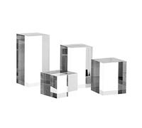 KCGANI Clear Polished Acrylic Cube Cylinder Round Photo Props, Transparent Solid Acrylic Display Blocks for Photography Boutique Jewelry Cosmetic Crafts Closet Show, 4 Pcs (Transparent Cube)