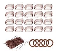 Kcgani Set di 65 retine per chignon da balletto, per ragazze e donne, rete per chignon marrone, invisibili, con bordo elastico, rete invisibile, accessori per capelli, set per chignon da balletto