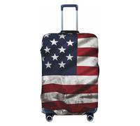 KCGSDEGV American Flag Independence - Copertura elastica per bagagli con cerniere invisibili, protezione universale per viaggi, viaggi d'affari, stampa del 4 luglio, Nero , XL(29-32inch suitcase