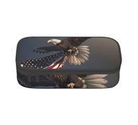 KCGSDEGV Astuccio con stampa con aquila calva che vola con noi con bandiera carina, astuccio portapenne portapenne organizer per cancelleria per ragazze e ragazzi