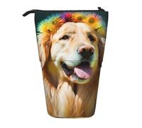 KCGSDEGV Astuccio espandibile con stampa di cane Golden Retriever, organizer per penne scolastiche, trucchi e viaggi, per studenti e artisti
