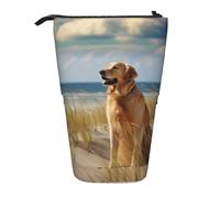 KCGSDEGV Astuccio espandibile con stampa Golden Retriever, organizer per penne scolastiche, trucchi e viaggi, per studenti e artisti