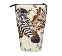 KCGSDEGV Astuccio espandibile con stampa zebra e giraffa, organizer per penne scolastiche, trucchi e viaggi, per studenti e artisti