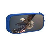 KCGSDEGV Astuccio portapenne con stampa con aquila calva che vola con noi per ragazze e ragazzi, grande capacità, grazioso astuccio per cancelleria, nero, Blu, Taglia unica, Zaino per la scuola