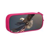 KCGSDEGV Astuccio portapenne con stampa con aquila calva che vola con noi per ragazze e ragazzi, grande capacità, grazioso astuccio per cancelleria, nero, rosa, Taglia unica, Zaino per la scuola