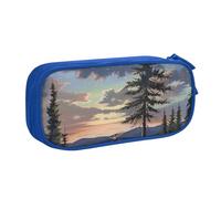 KCGSDEGV Astuccio portapenne con stampa di albero di pino di montagna alce per ragazze e ragazzi, grande capacità, grazioso astuccio organizer per cancelleria, nero, Blu, Taglia unica, Zaino per la