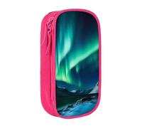 KCGSDEGV Astuccio portapenne nero con stampa dell'aurora boreale, grande capacità, grazioso astuccio per cancelleria, organizer per scuola, ragazze e ragazzi, rosa, Taglia unica, Zaino per la scuola