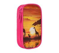 KCGSDEGV Astuccio portapenne nero con stampa di elefante e giraffa al tramonto, grande capacità, grazioso astuccio organizer per cancelleria per scuola ragazze ragazzi, rosa, Taglia unica, Zaino per