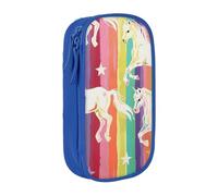 KCGSDEGV Astuccio portapenne nero con unicorni su strisce colorate stampate, grande capacità, grazioso astuccio organizer per cancelleria per scuola ragazze ragazzi, Blu, Taglia unica, Zaino per la