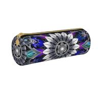 KCGSDEGV Astuccio rotondo rettangolare con stampa mandala stampato carino astuccio in pelle portapenne astuccio portapenne astuccio organizer scatola per scuola ragazze ragazzi