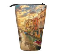 KCGSDEGV Bellissimo astuccio espandibile con stampa sul canale di Venezia, organizer per penne scolastiche, trucchi e viaggi, per studenti e artisti