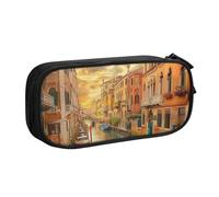KCGSDEGV Bellissimo astuccio per penne con stampa di Venezia con vista sul canale per ragazze e ragazzi, grande capacità, grazioso astuccio per cancelleria, nero, Nero , Taglia unica, Zaino per la