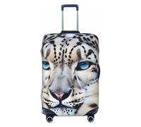 KCGSDEGV Blue Eyed Snow Leopard - Copribagagli elastico con cerniere invisibili, protezione universale per valigie, viaggi, viaggi d'affari, Nero , L(25-28inch suitcase), Valigia