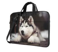 KCGSDEGV Borsa a tracolla per computer portatile con stampa di un simpatico cane husky, protezione a tre strati, antiurto, borsa a tracolla per laptop per uomini e donne, Nero , 14 inch