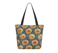 KCGSDEGV Borsa tote da donna con stampa con teschio con fiori e teschio con manico grande, borsa a tracolla leggera con cerniera per shopping, scuola, lavoro, viaggi, Portauovo Noodle Ramen, Taglia
