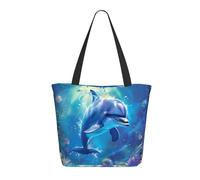 KCGSDEGV Borsa tote da donna con stampa di parole e lezioni di matematica con formule e forme, borsa a tracolla leggera con cerniera per shopping, scuola, lavoro, viaggi, Delfino carino., Taglia unica