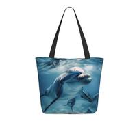 KCGSDEGV Borsa tote da donna con stampa di parole e lezioni di matematica con formule e forme, borsa a tracolla leggera con cerniera per shopping, scuola, lavoro, viaggi, Deliziosi delfini., Taglia